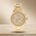 Guess Gold Chronograph Watch, Men's Luxury Gift, Roman Numeral Dial, Steel Band