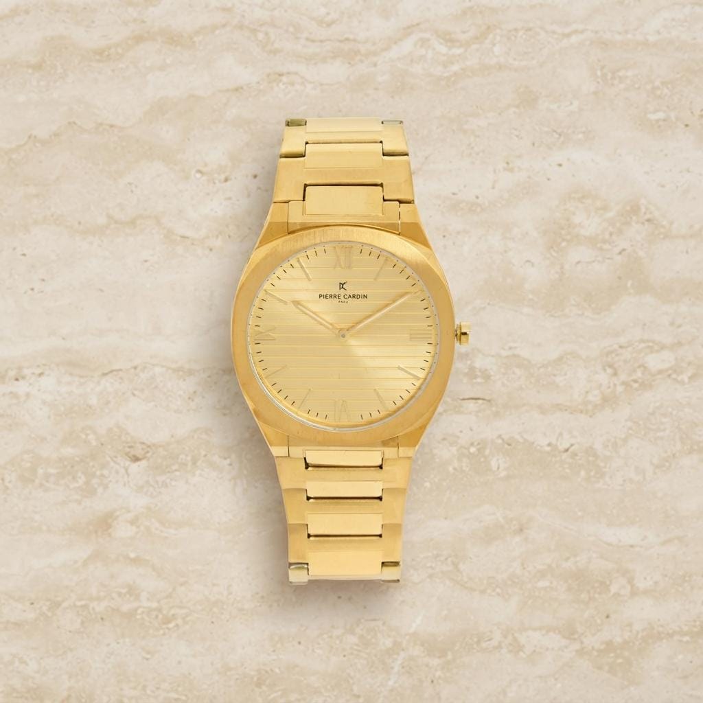 Pierre Cardin Gold Tone Watch, Mens Stainless Steel Wristwatch, Minimalist Gift
