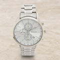René Valenté Silver Chronograph Watch, Men's Steel Gift, White Dial Watch
