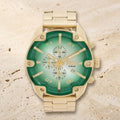 Diesel Green & Gold Chronograph Watch, Mens Stainless Steel Gift, Bold Bold