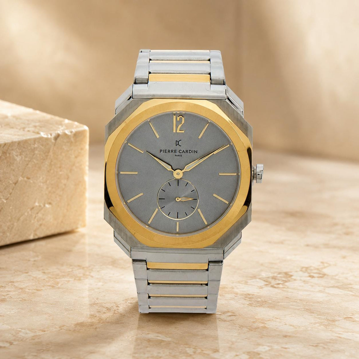 Pierre Cardin Two Tone Watch, Octagonal Bezel Stainless Steel Mens Gift