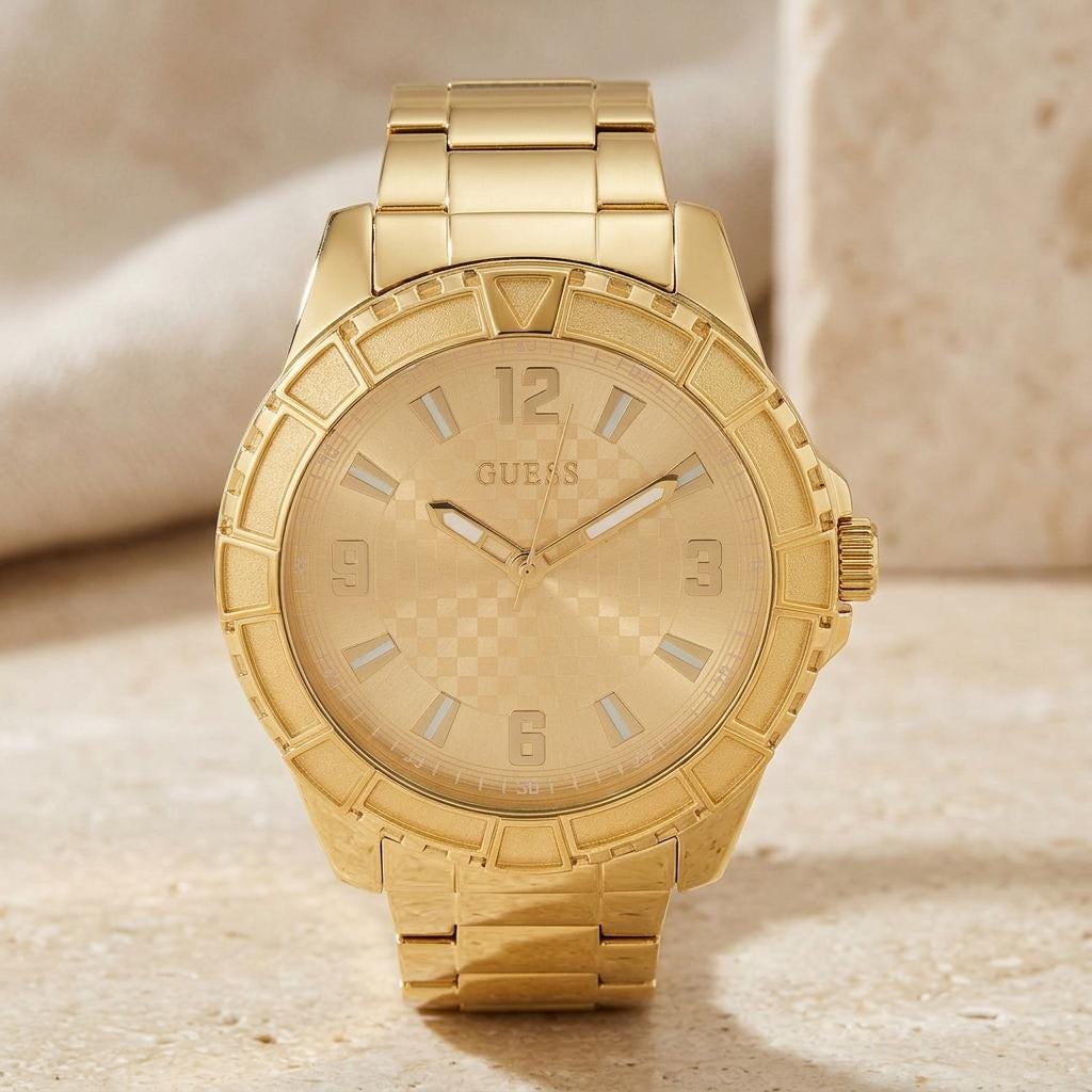 Guess Gold Explorer Watch, Men's Gold Tone Stainless Steel Gift Watch
