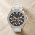 Guess Silver Rose Gold Chronograph Watch, Mens Stainless Steel Gift, Big Dial