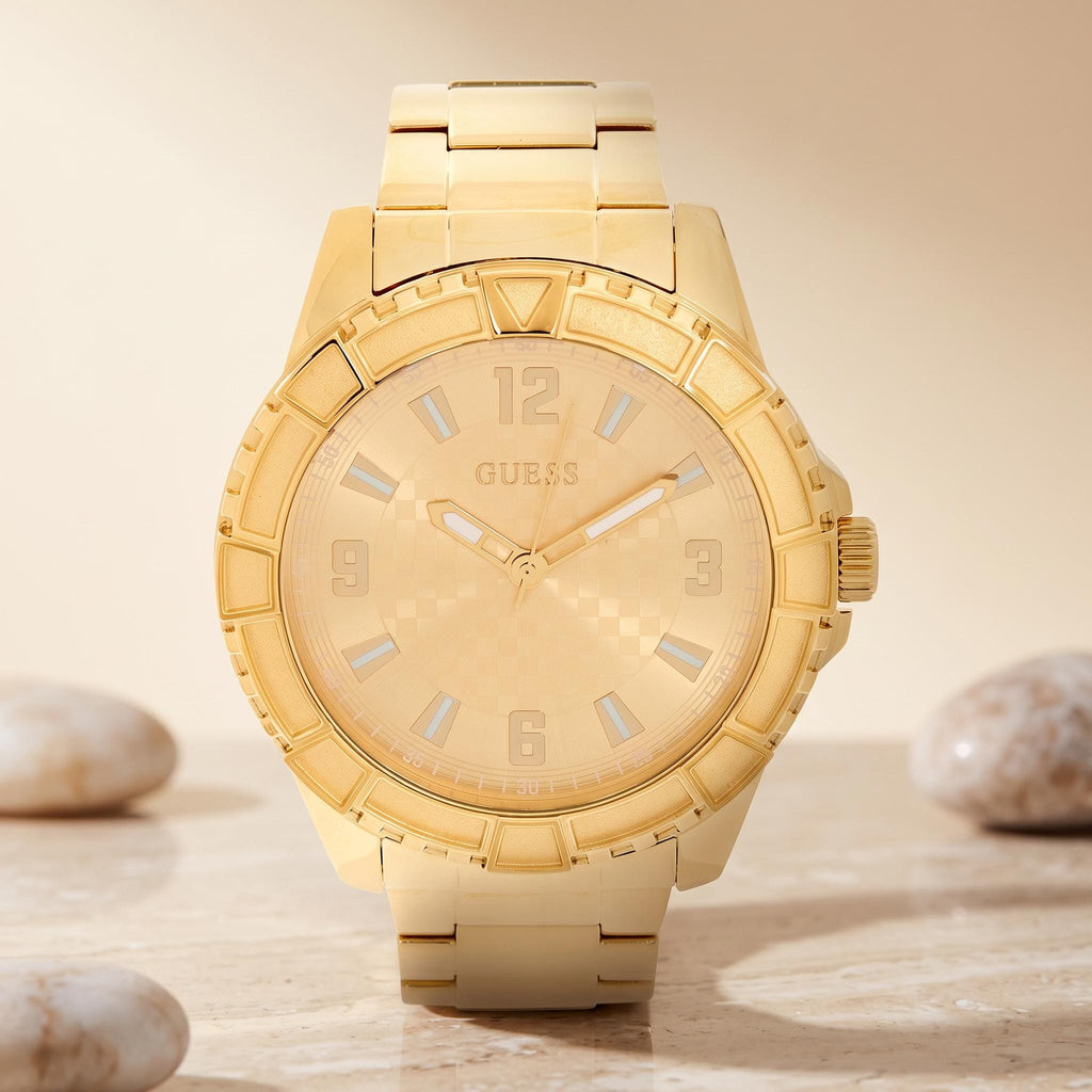 Guess Gold Explorer Watch, Men's Stainless Steel Wristwatch, Gift for Him