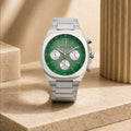Pierre Cardin Green Dial Chronograph Watch, Stainless Steel Mens Gift