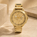 Armani Exchange Gold Tone Chronograph Watch, Oversized Mens Gift