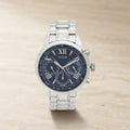 Guess Blue & Silver Chronograph Watch, Stainless Steel Mens Gift, Roman Numerals