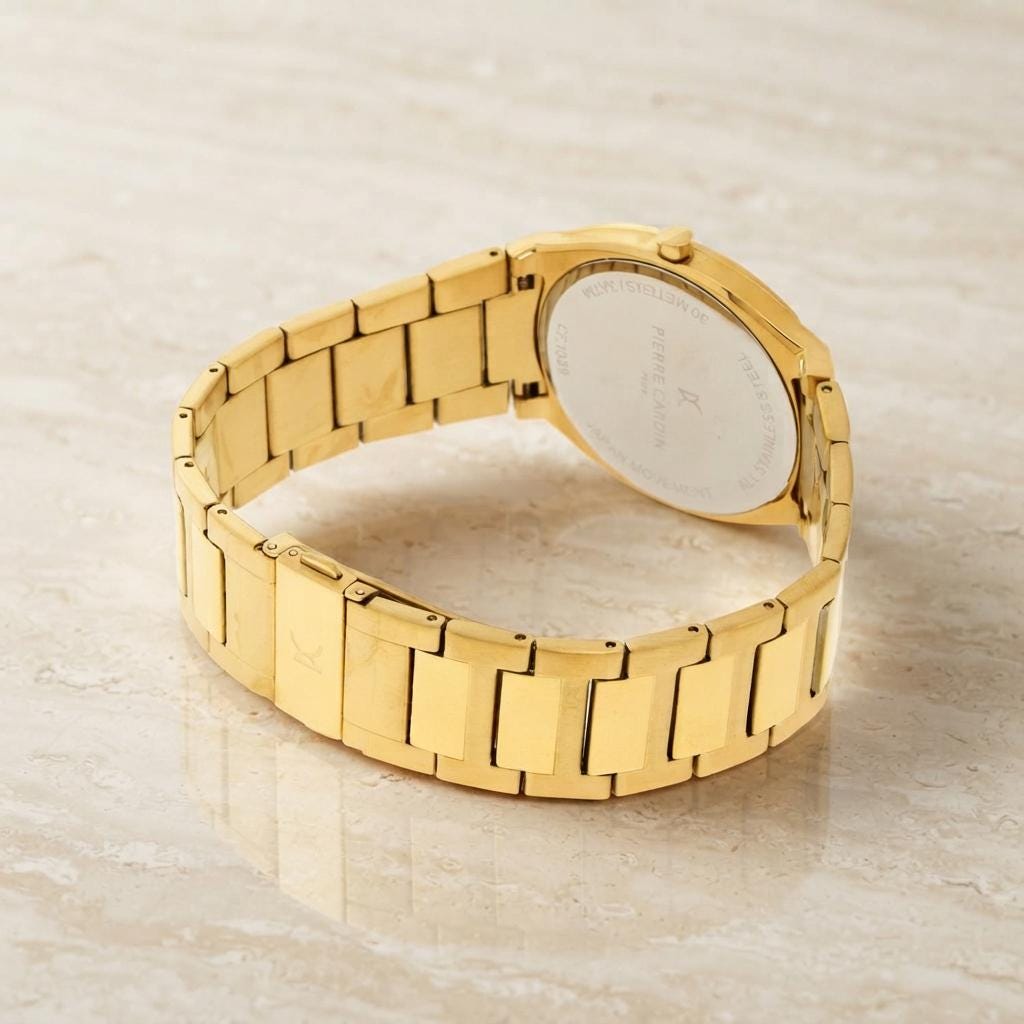 Pierre Cardin Gold Tone Watch, Mens Stainless Steel Wristwatch, Minimalist Gift