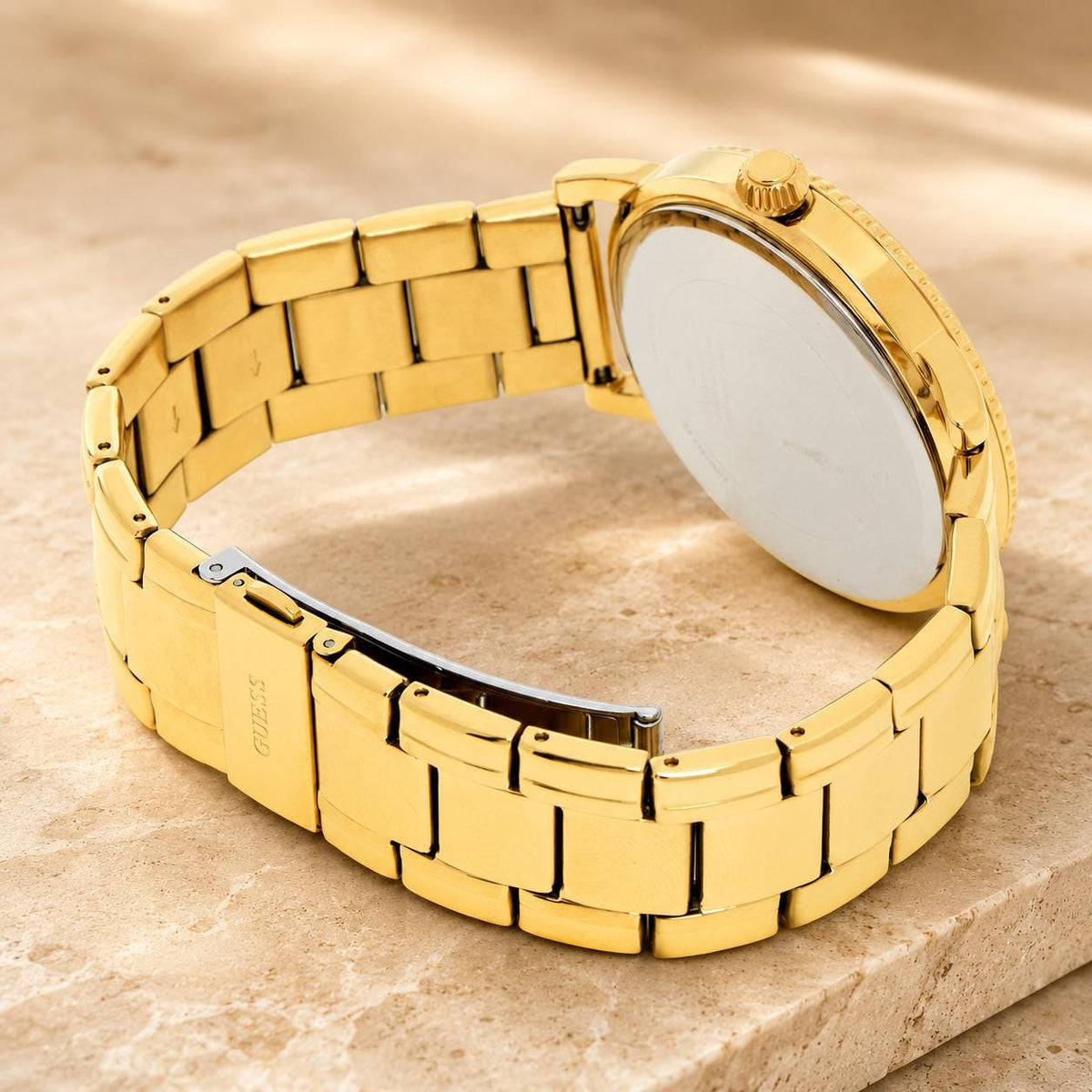 Guess Gold Tone Stainless Steel Watch, Luxury Mens Gift, Link Bracelet