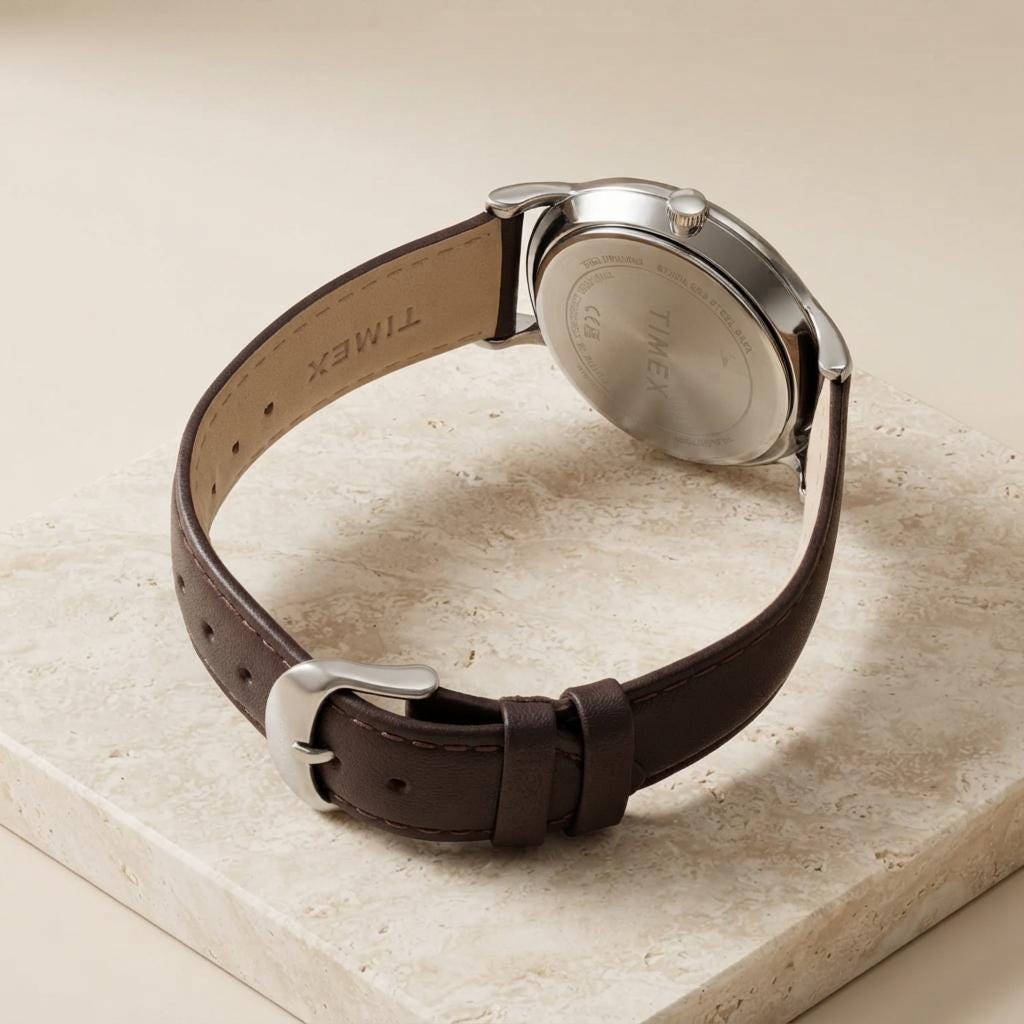 Timex Metropolitan Blue Dial Watch, Brown Leather Strap, Mens Minimalist Gift
