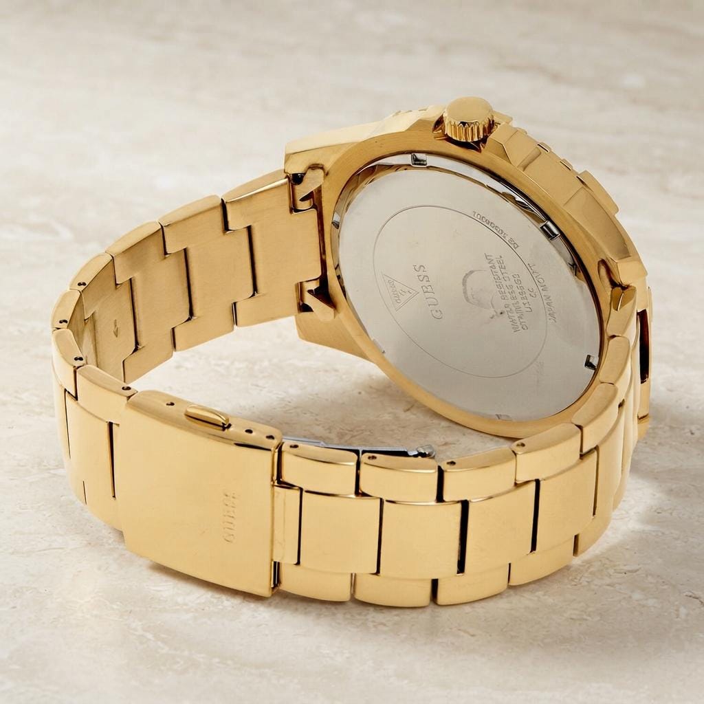 Guess Gold Explorer Watch, Men's Gold Tone Stainless Steel Gift Watch