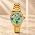 Beverly Hills Polo Club Gold Tone Watch, Green Floral Dial, Womens Gift