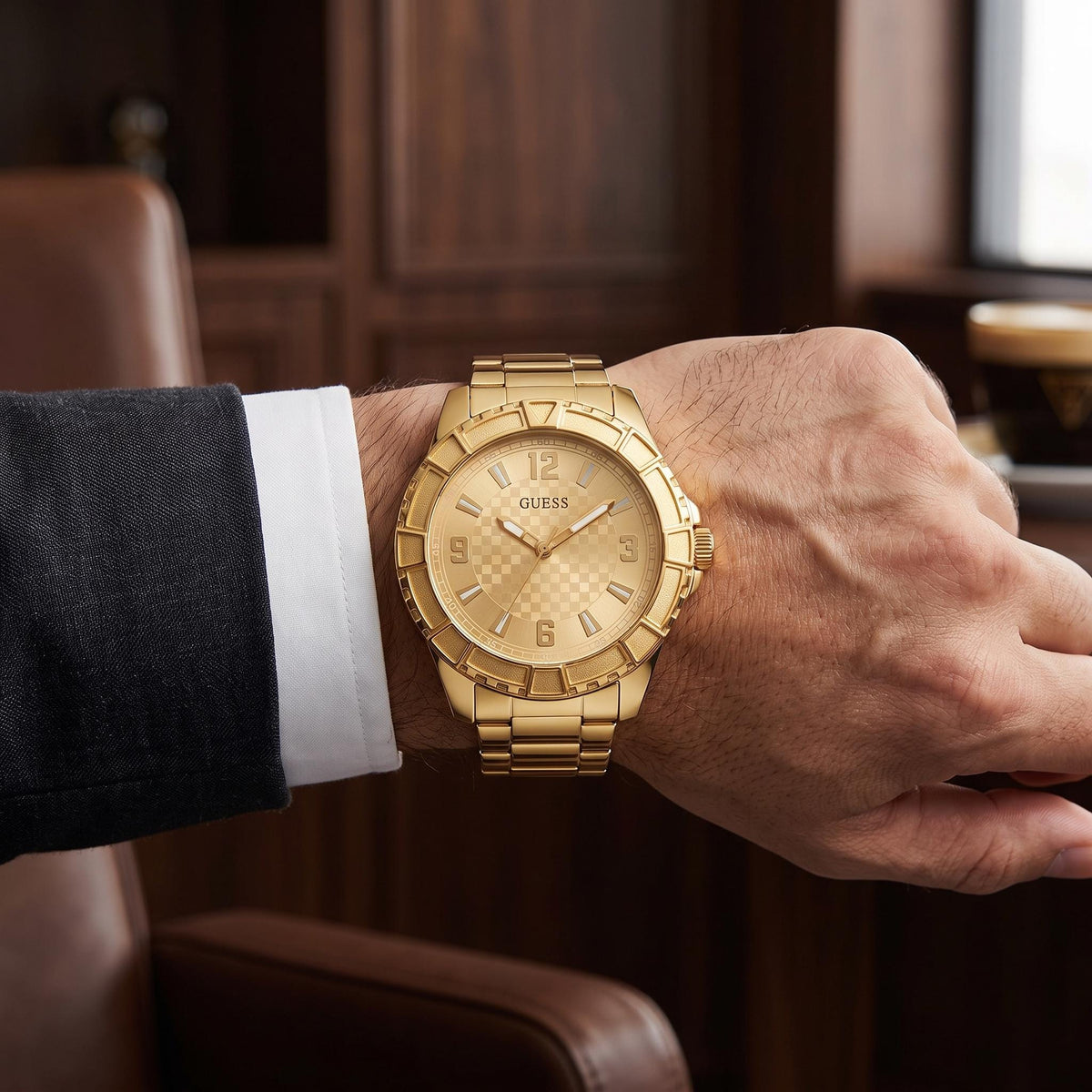 Guess Gold Explorer Watch, Men's Gold Tone Stainless Steel Gift Watch