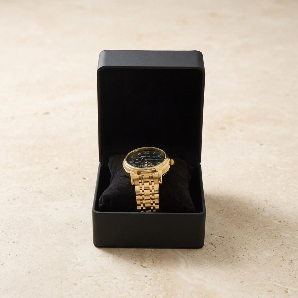Thomas Tompion Gold Tone Automatic Watch Limited Edittion, Mens Skeleton Gift, Roman Numerals