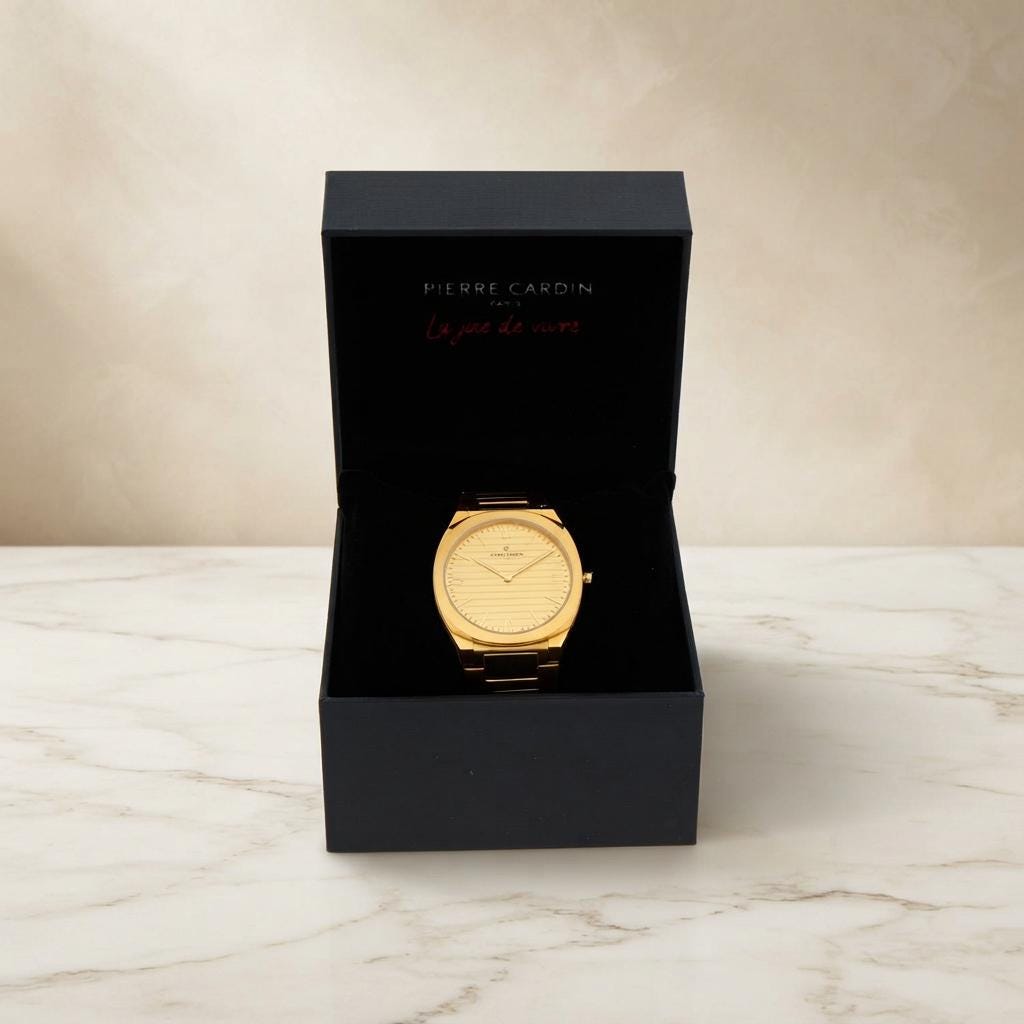 Pierre Cardin Gold Tone Watch, Mens Stainless Steel Wristwatch, Minimalist Gift