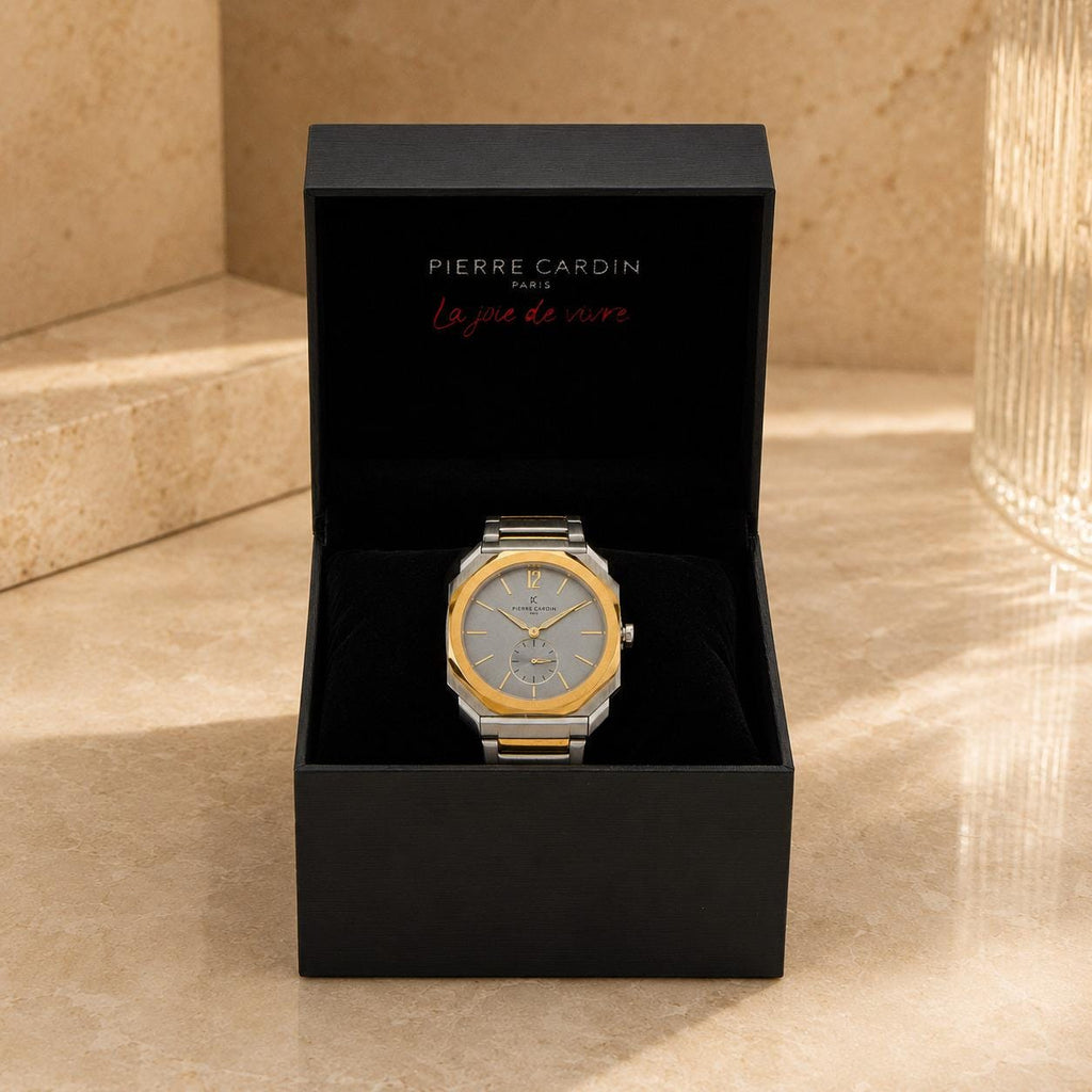 Pierre Cardin Two Tone Watch, Octagonal Bezel Stainless Steel Mens Gift