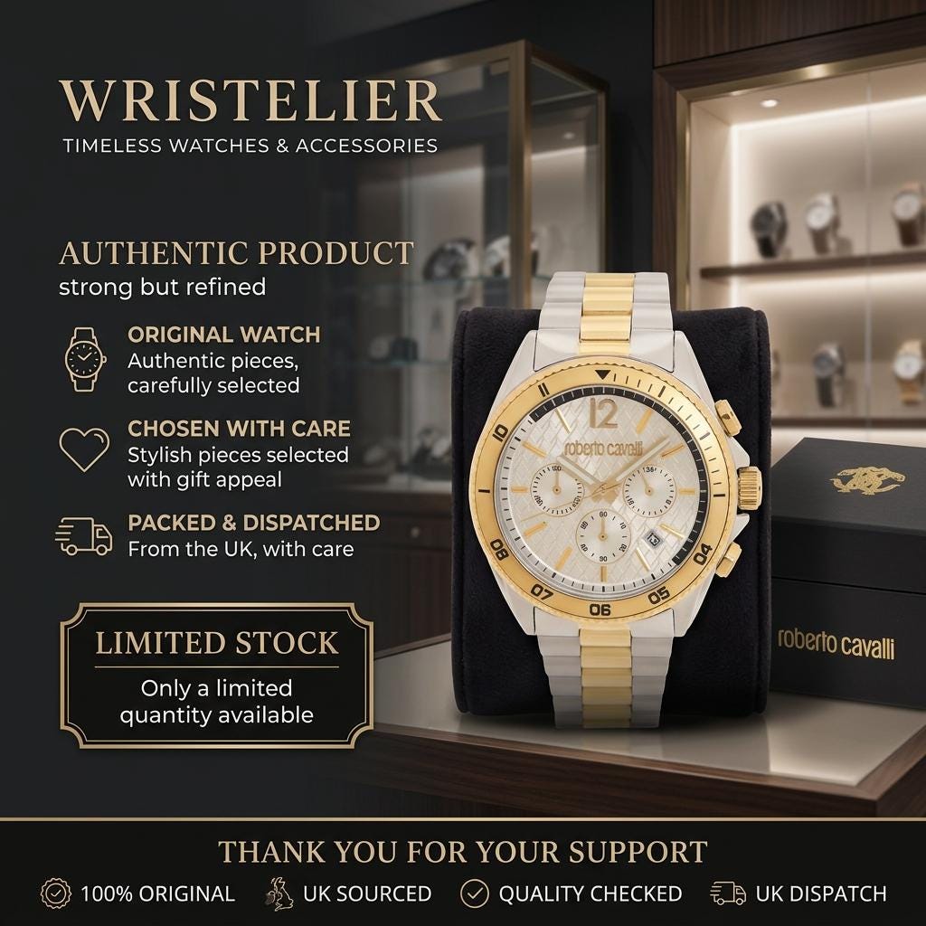Roberto Cavalli Chronograph Watch, Two Tone Gold Silver Mens Gift