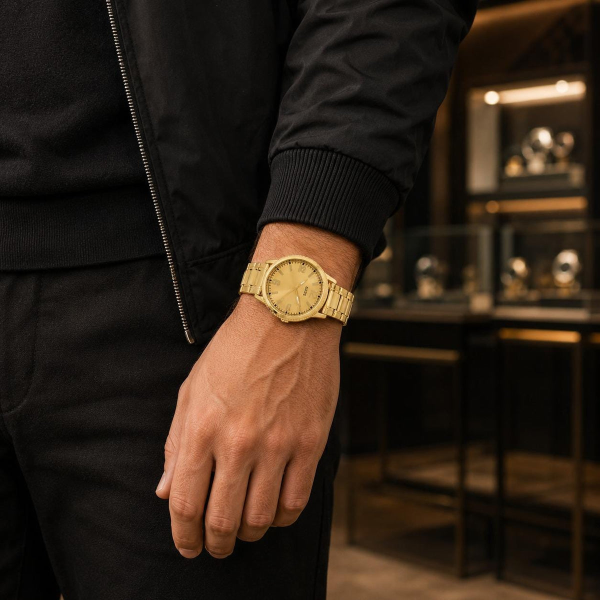 Guess Gold Tone Stainless Steel Watch, Luxury Mens Gift, Link Bracelet