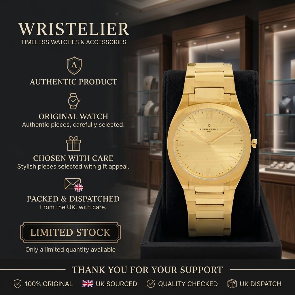 Pierre Cardin Gold Tone Watch, Mens Stainless Steel Wristwatch, Minimalist Gift