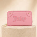 Juicy Couture Pink Zip Around Purse, Faux Leather Wallet, Wristlet, Card Holder, Gold Detail Womens Purse, Gift for Her
