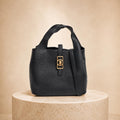 US Polo Assn Black Bucket Bag, Womens Pebbled Handbag, Shoulder Crossbody Bag, Gold Logo Tote, Everyday Designer Style Gift for Her