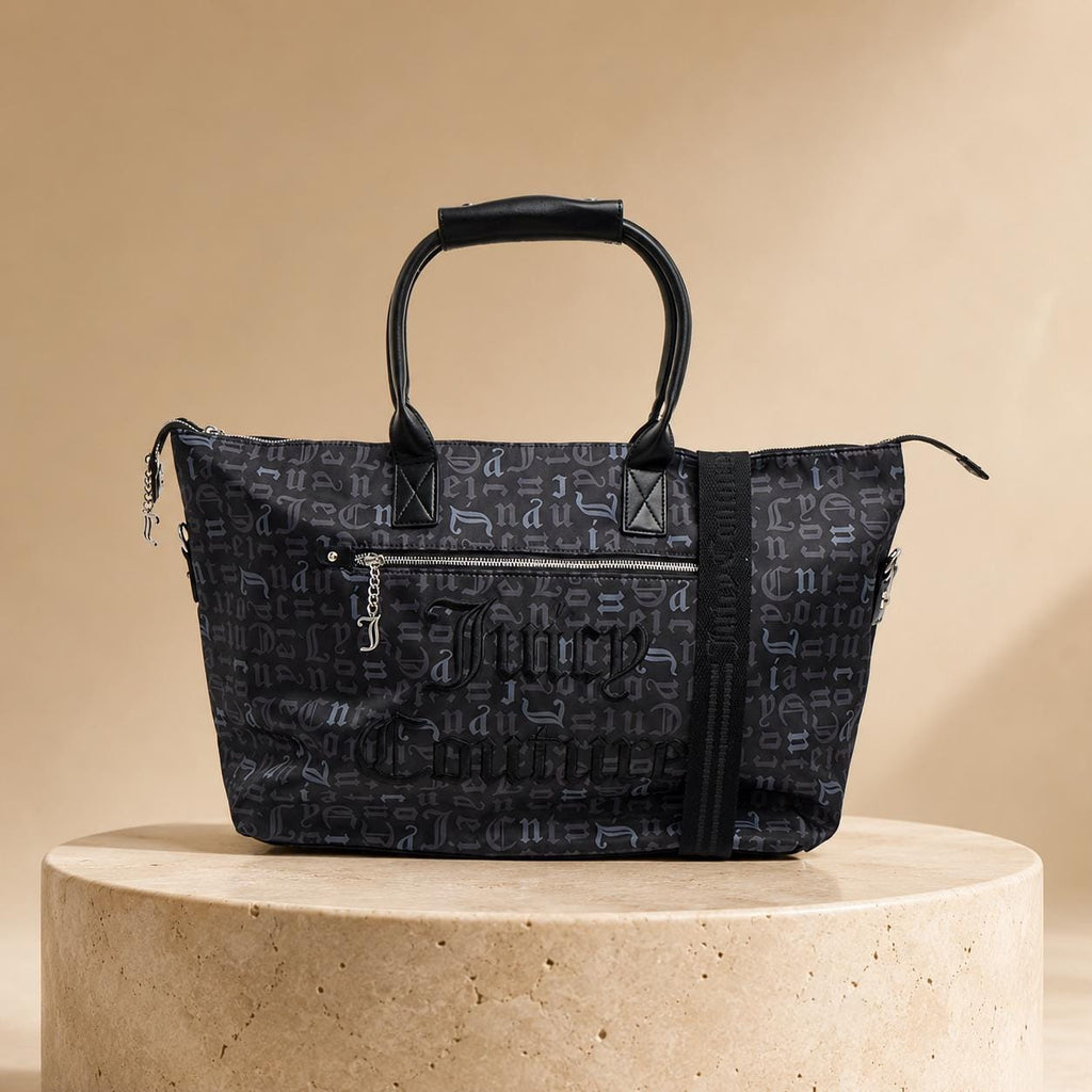 Juicy Couture Black Monogram Weekend Tote Bag – Spacious Travel Carryall