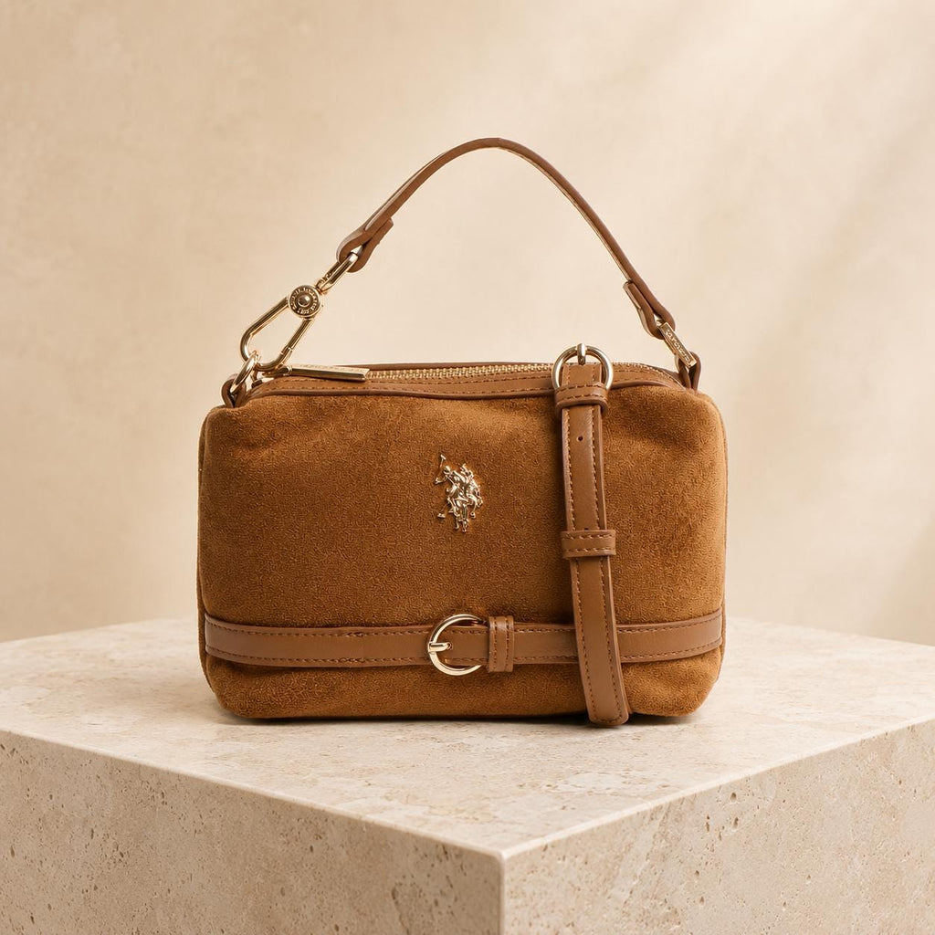 U.S. Polo Assn Brown Mini Hobo Bag, Warwickshire Suede Look Shoulder Bag, Women’s Crossbody Handbag, Gift for Her