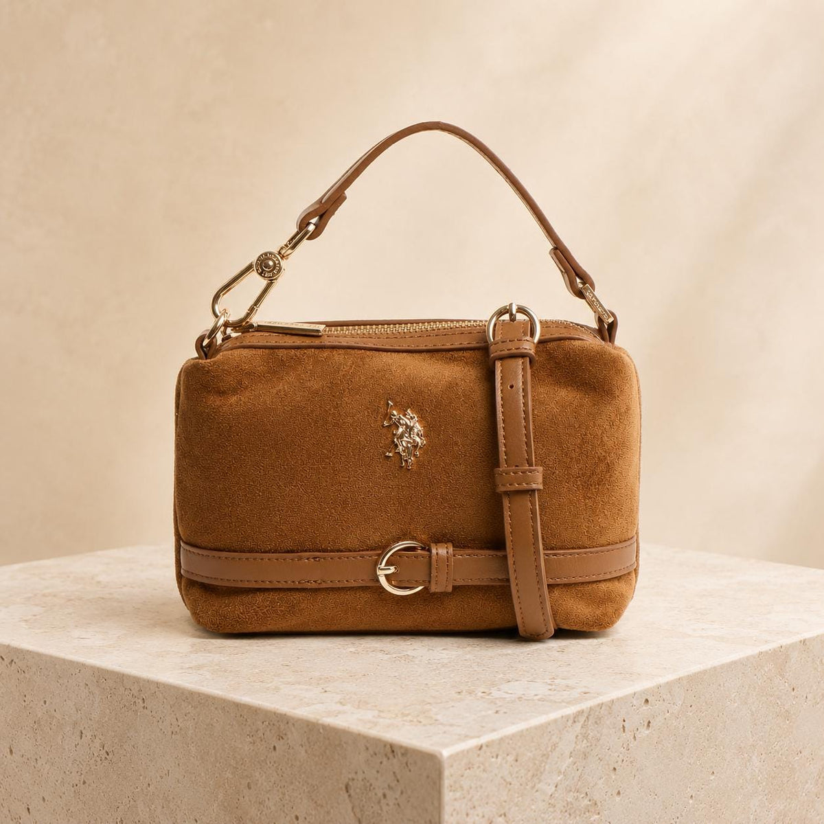 U.S. Polo Assn Brown Mini Hobo Bag, Warwickshire Suede Look Shoulder Bag, Women’s Crossbody Handbag, Gift for Her
