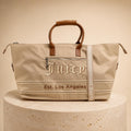 Juicy Couture Large Weekender Bag, Light Taupe Travel Bag, Overnight Holdall, Nylon Duffle Bag, Weekend Luggage for Women