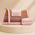 Juicy Couture Pink Shoulder Bag & Pouch, Woven Multicolour Handbag, Gold Chain Strap Purse, Detachable Coin Pouch, Gift for Her