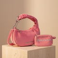 Juicy Couture Pink Blossom Shoulder Bag, Pink Velour Handbag, Womens Purse, Detachable Strap, Birthday Gift for Her