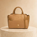 U.S. Polo Assn. Tan Grab Bag, Camel Shoulder Handbag, Suede Look Top Handle Bag, Crossbody Purse, Gold Logo Bag, Gift for Her