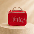 Juicy Couture Red Iris Beauty Case, Rhinestone Makeup Bag, Velvet Cosmetic Case, Large Makeup Organiser, Gift for Her