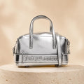 Juicy Couture Silver Jasmine Reflection Handbag, Metallic Silver Mini Tote Bag, Crossbody Shoulder Bag, Designer Style Gift for Her