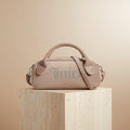 Juicy Couture Taupe Velour Bowling Handbag, Rhinestone Logo Purse, Matching Wallet, Shoulder Bag for Her