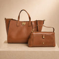 U.S. Polo Assn Brown Tote Bag Set, Womens Shoulder Bag & Crossbody, 2 Piece Handbag Set, Faux Leather Everyday Bag, Gift for Her