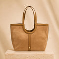 U.S. Polo Assn. Tan Tote Bag, Large Shoulder Bag, Suede Look Handbag, Womens Work Shopper, Everyday Bag, Gift for Her