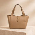 U.S. Polo Assn Taupe Tote Bag, Large Stone Shopping Bag, Structured Shoulder Handbag, Gold Hardware, Everyday Bag for Women