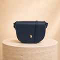 US Polo Assn Navy Crossbody Bag, Jones Shoulder Handbag, Adjustable Strap Purse, Gold Logo Saddle Bag, Gift for Her