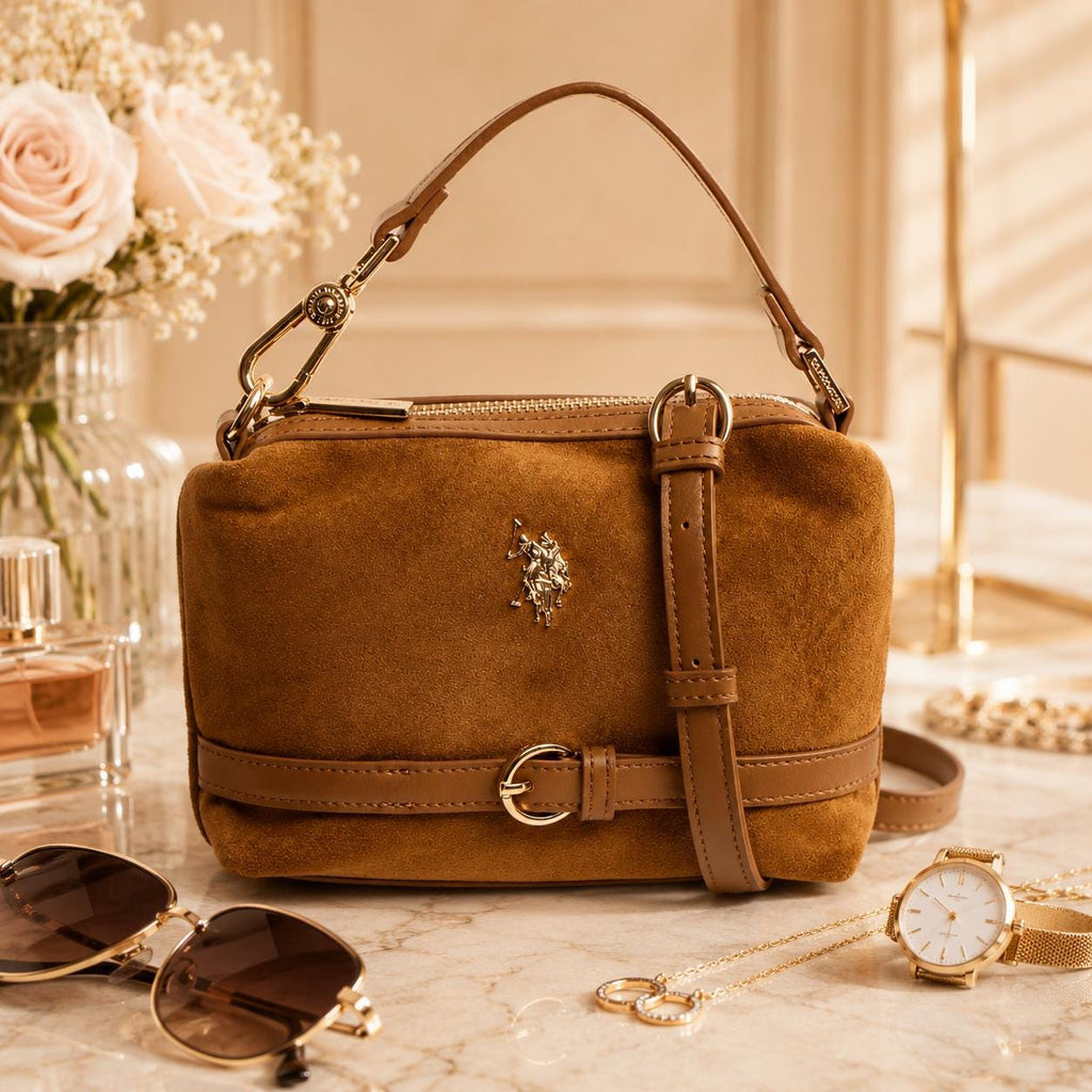 U.S. Polo Assn Brown Mini Hobo Bag, Warwickshire Suede Look Shoulder Bag, Women’s Crossbody Handbag, Gift for Her