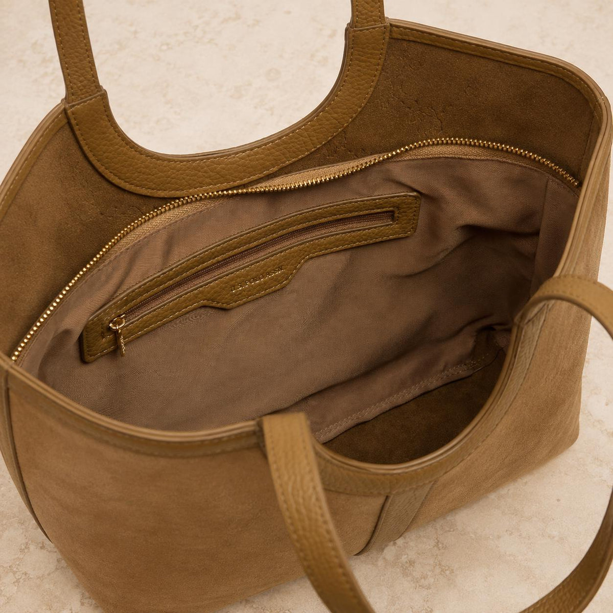 U.S. Polo Assn. Tan Tote Bag, Large Shoulder Bag, Suede Look Handbag, Womens Work Shopper, Everyday Bag, Gift for Her