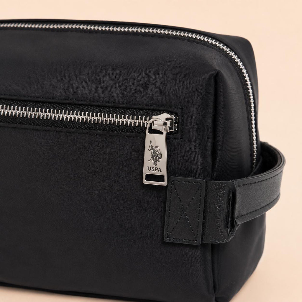 U.S. Polo Assn. Black Cosmetic Bag, Makeup Toiletry Bag, Travel Beauty Organiser, Zip Wash Bag, Makeup Storage, Gift for Her