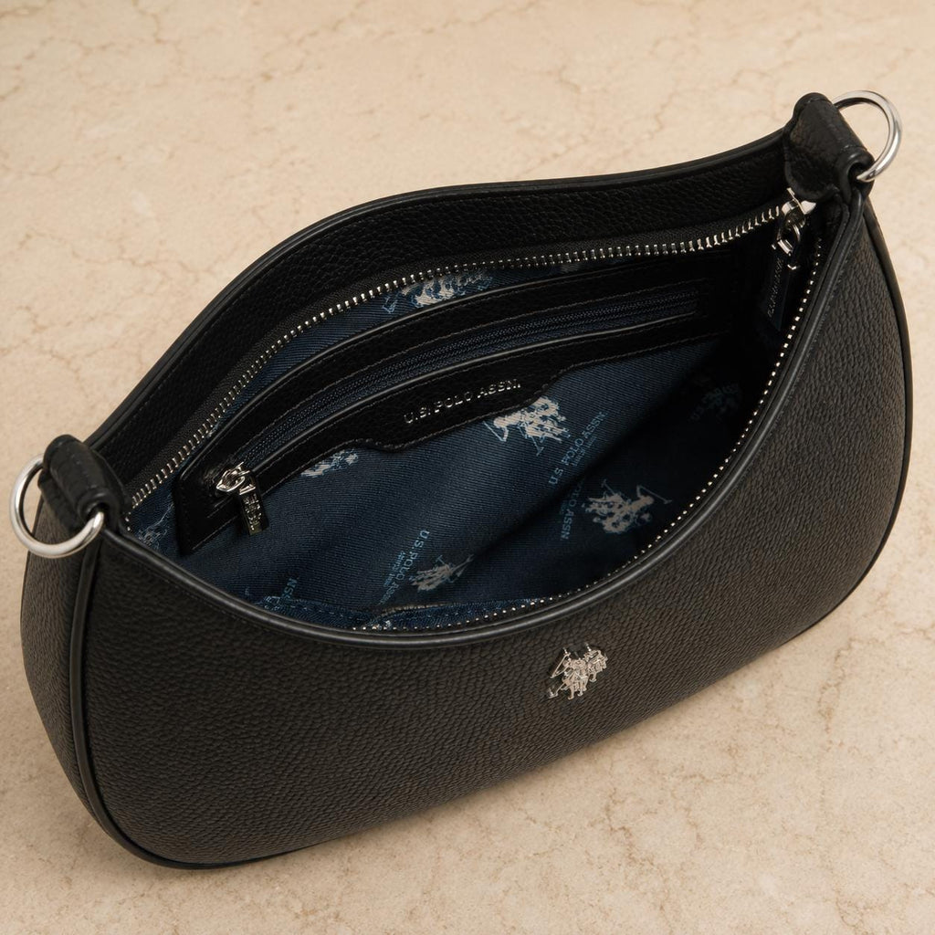 U.S. Polo Assn Black Crossbody Bag, Mansion Shoulder Bag, Women’s Wide Strap Handbag, Everyday Black Bag, Gift for Her