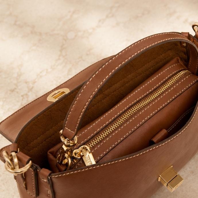 U.S. Polo Assn Brown Crossbody Bag & Pouch, Adjustable Shoulder Bag, Gold Hardware Handbag, Womens Everyday Purse, Gift for Her