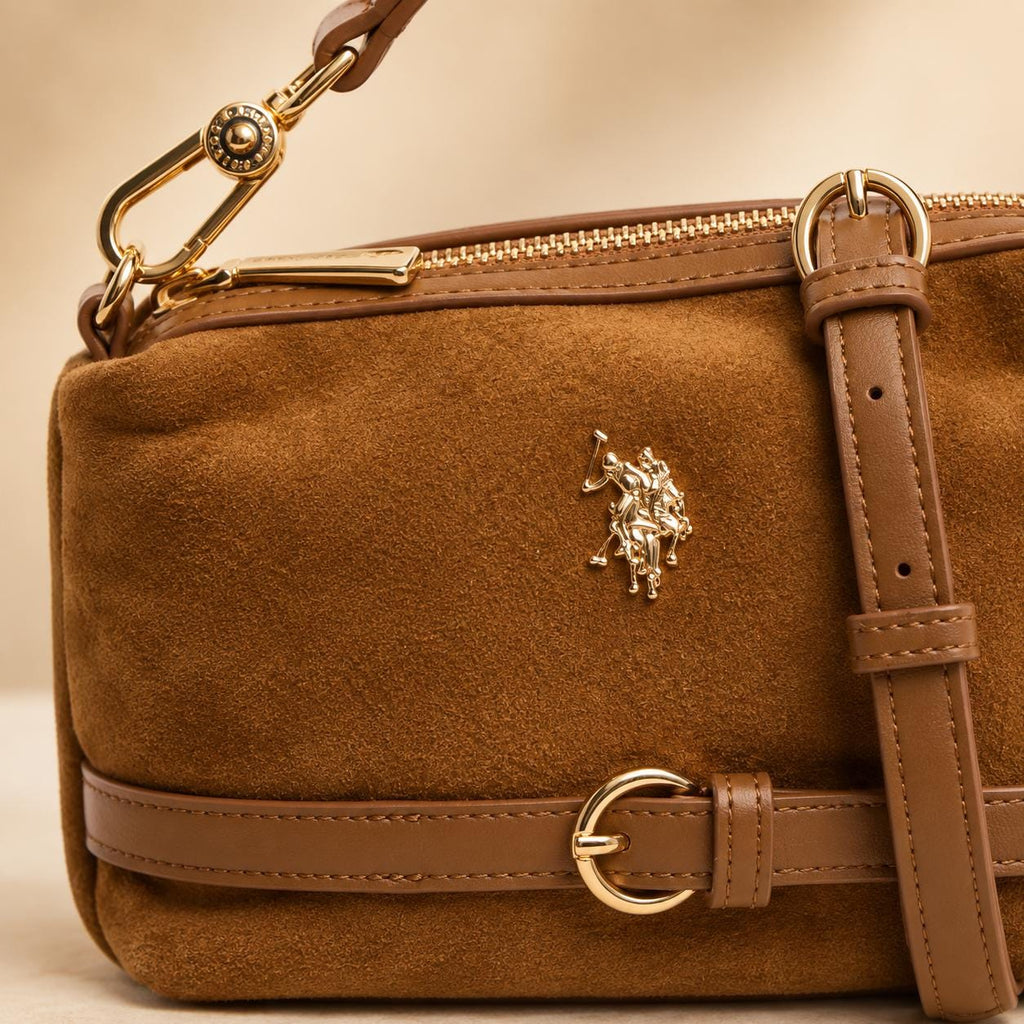 U.S. Polo Assn Brown Mini Hobo Bag, Warwickshire Suede Look Shoulder Bag, Women’s Crossbody Handbag, Gift for Her