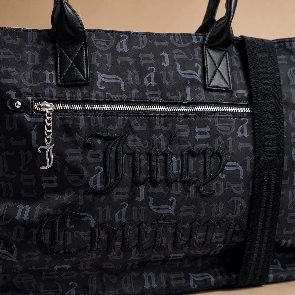 Juicy Couture Black Monogram Weekend Tote Bag – Spacious Travel Carryall