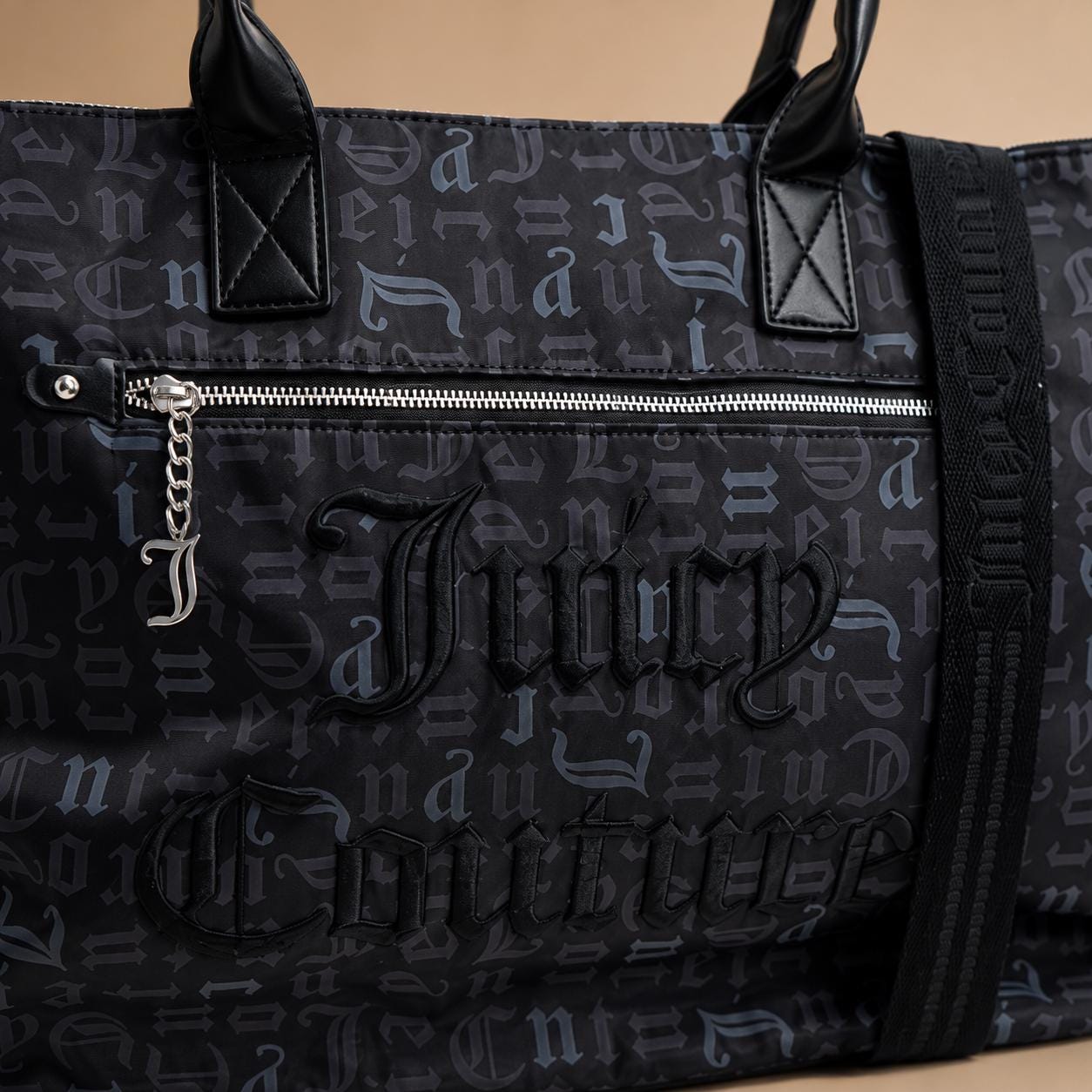 Juicy Couture Black Monogram Weekend Tote Bag – Spacious Travel Carryall