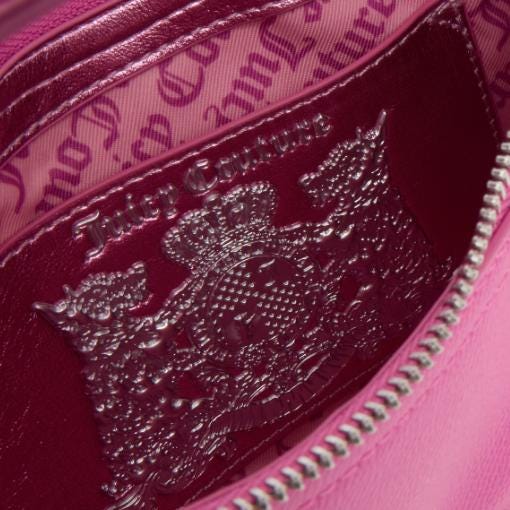 Juicy Couture Pink Shoulder Bag, Y2K Handbag, Silver Chain Purse, Pink Mini Bag, 2000s Style Gift for Her