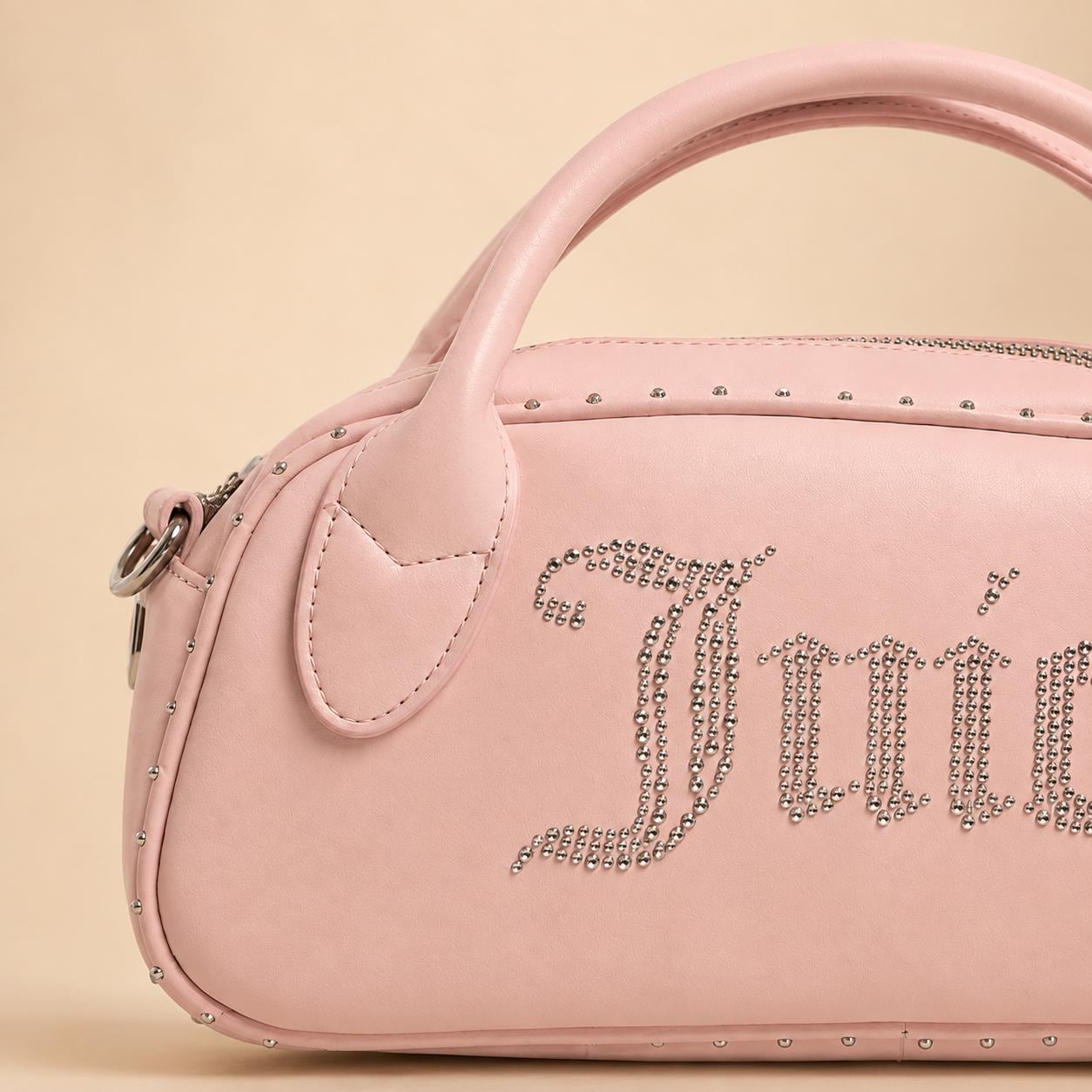 Juicy Couture Light Pink Shoulder Bag, Rhinestone Logo Handbag, Pink Crossbody Bag, Kimberly Top Handle Purse, Gift for Her