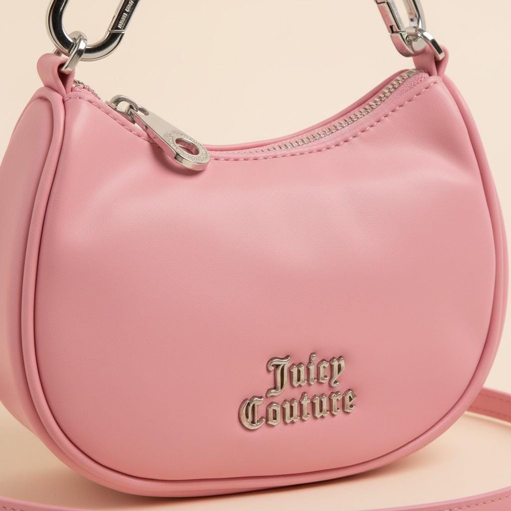 Juicy Couture Pink Grab Bag, Pink Shoulder Bag, Chunky Chain Handbag, Faux Leather Purse, Detachable Strap, Gift for Her